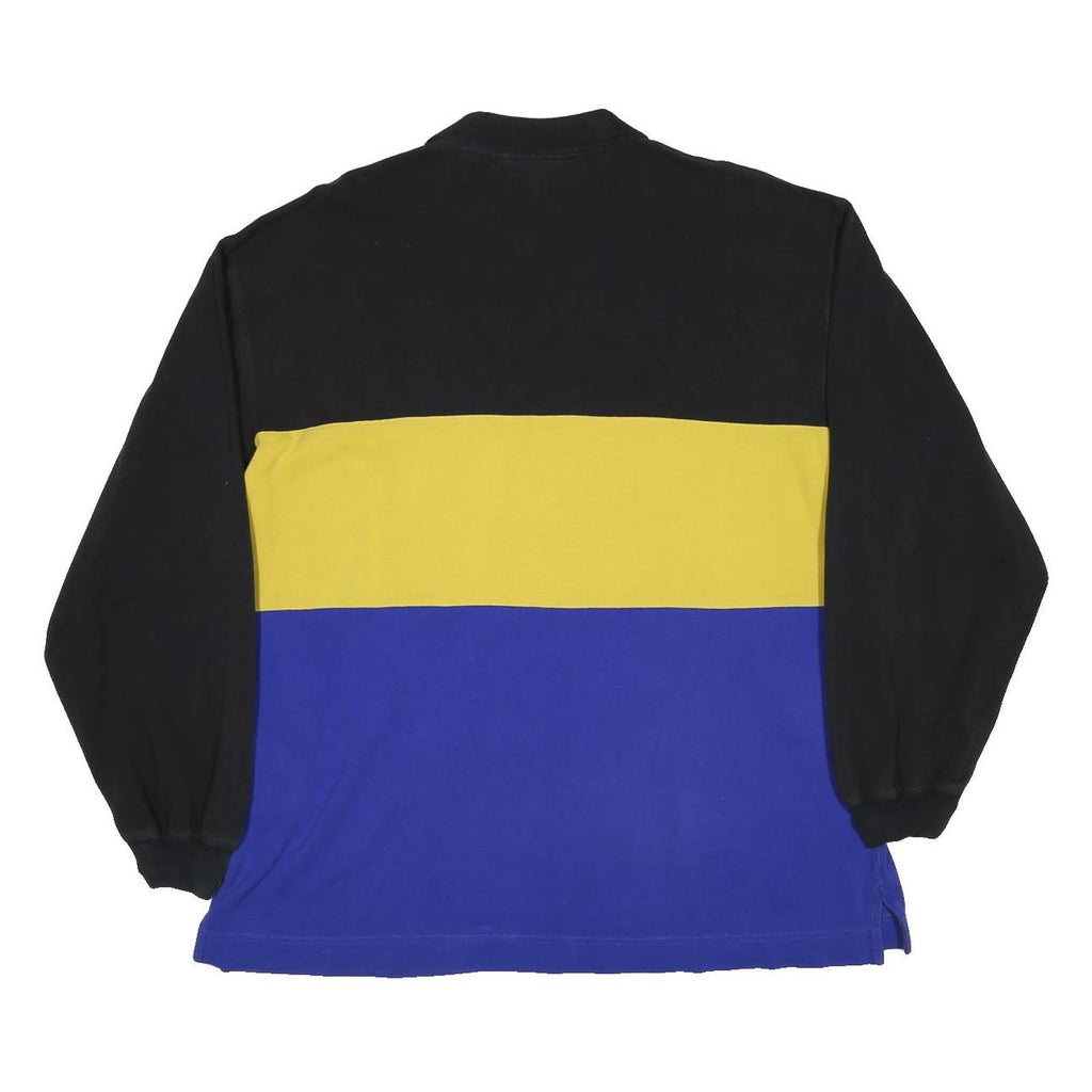 NAUTICA Mens Black & Yellow Blue Cotton Long Sleeve Polo Shirt XL Competition