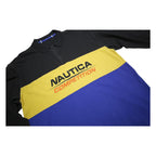 NAUTICA Mens Black & Yellow Blue Cotton Long Sleeve Polo Shirt XL Competition