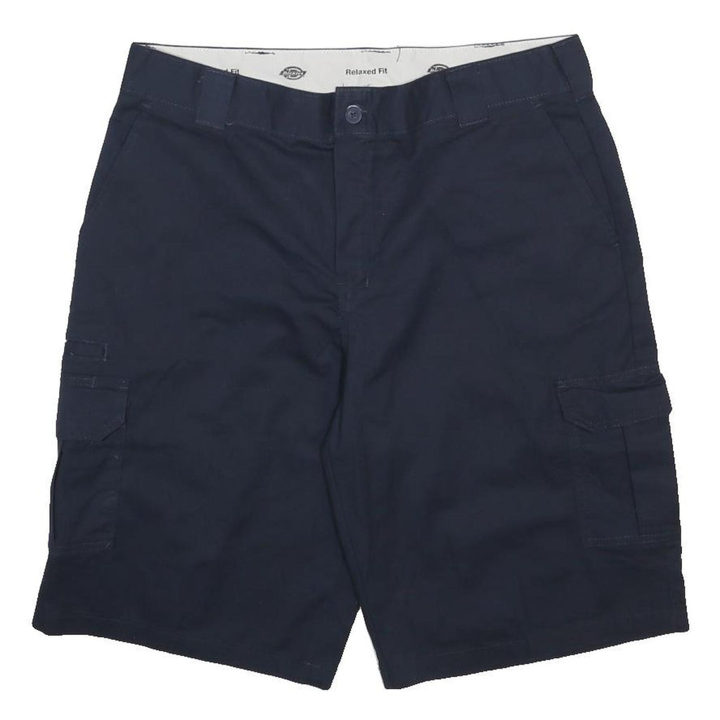 DICKIES Mens Cotton Blend Navy Cargo Shorts XL W38 Relaxed Fit Pockets