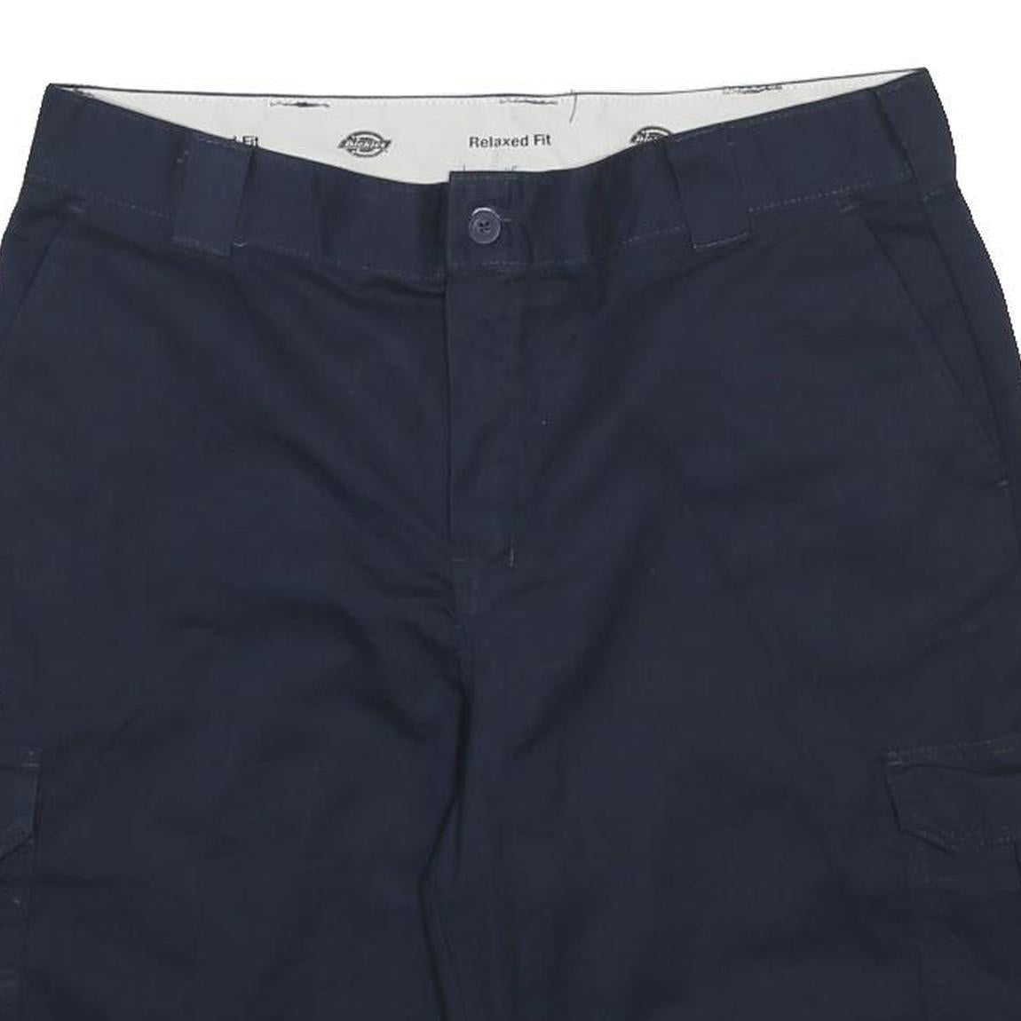 DICKIES Mens Cotton Blend Navy Cargo Shorts XL W38 Relaxed Fit Pockets