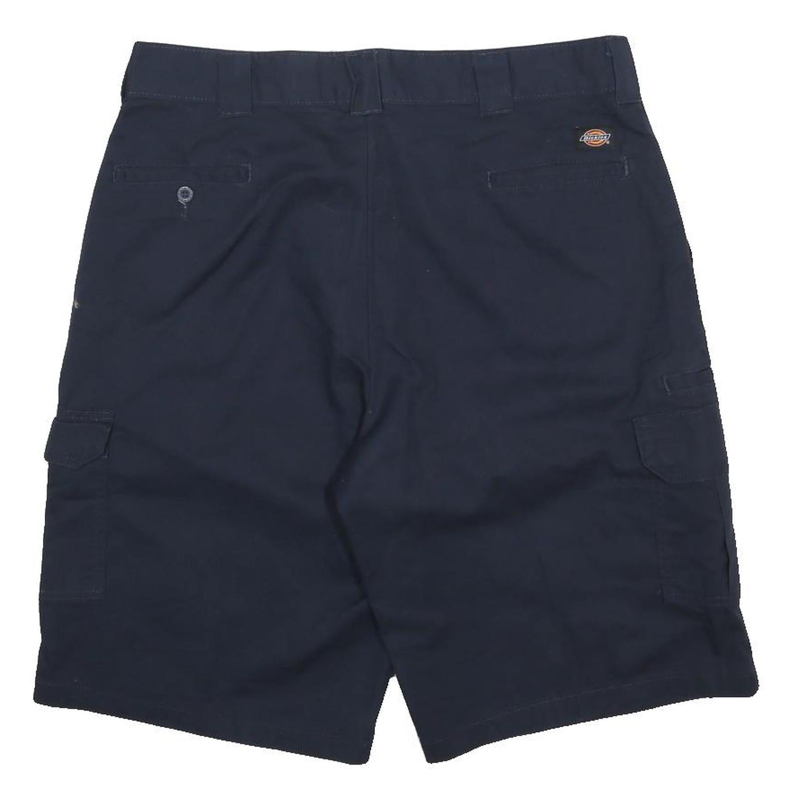 DICKIES Mens Cotton Blend Navy Cargo Shorts XL W38 Relaxed Fit Pockets