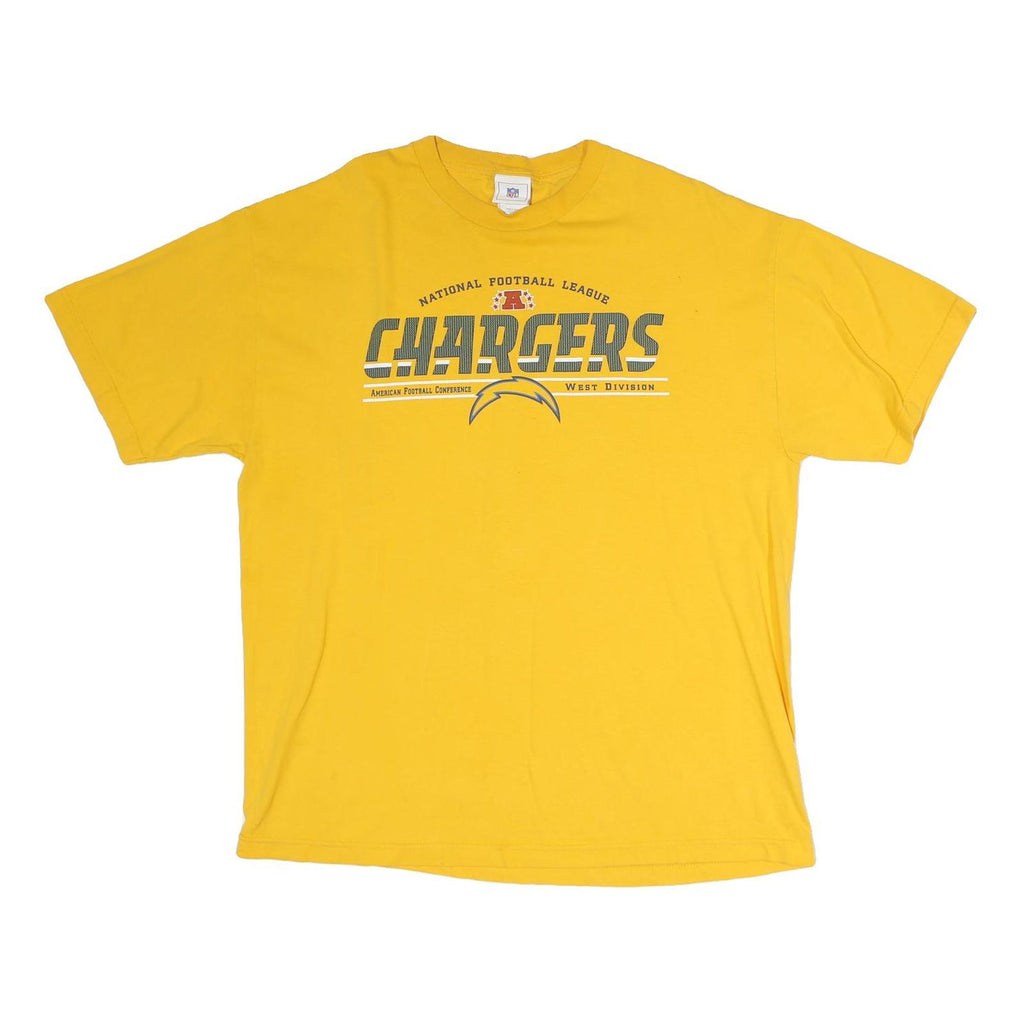 NFL Mens Yellow Chargers Graphic T-Shirt XL Short Sleeve Crew Neck Cotton