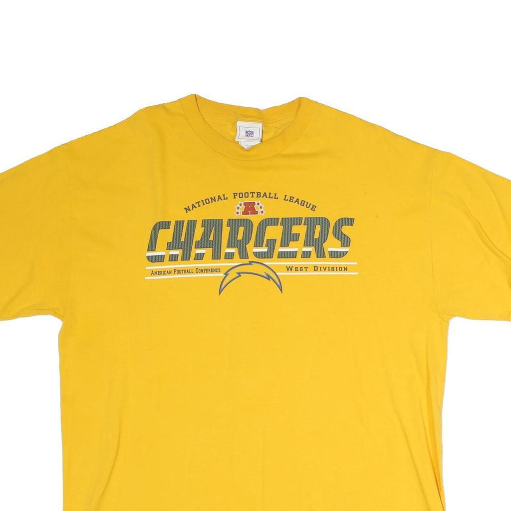 NFL Mens Yellow Chargers Graphic T-Shirt XL Short Sleeve Crew Neck Cotton