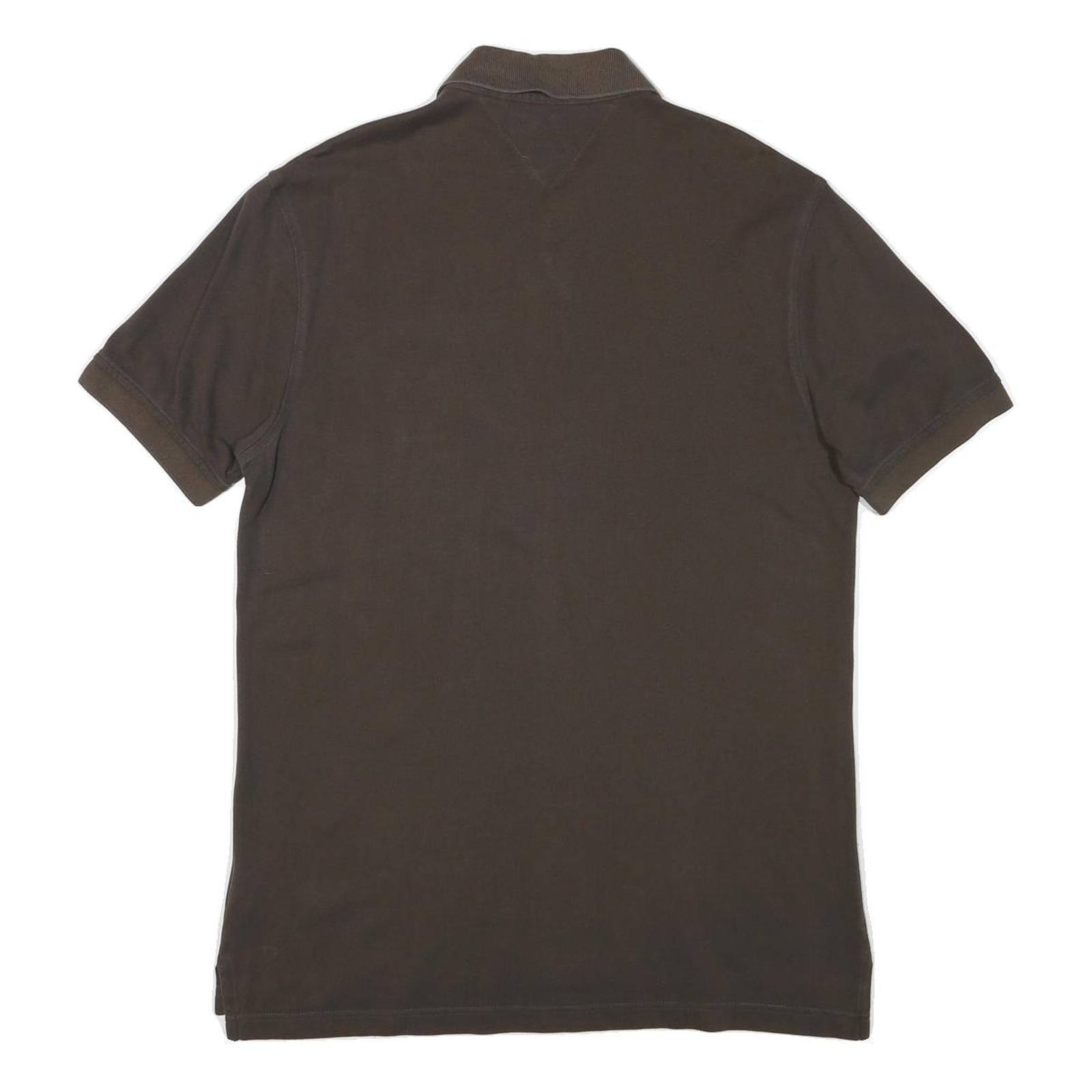 TOMMY HILFIGER Mens Brown Short Sleeve Plain XL Cotton Blend Polo Shirt
