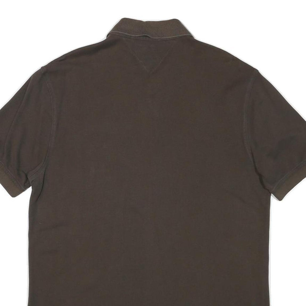 TOMMY HILFIGER Mens Brown Short Sleeve Plain XL Cotton Blend Polo Shirt