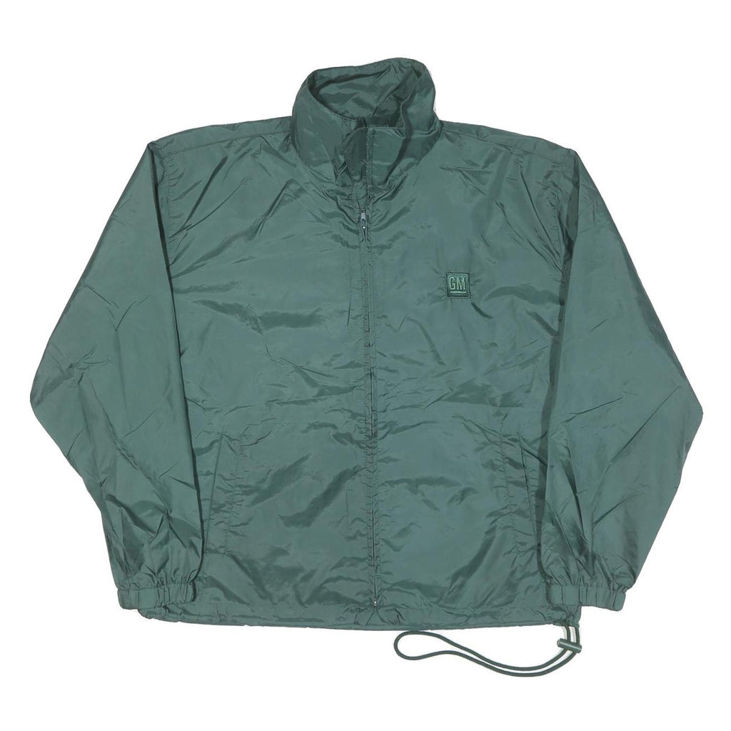 LAL Mens Green Nylon Jacket S Plain Zip Closure Lightweight Casual