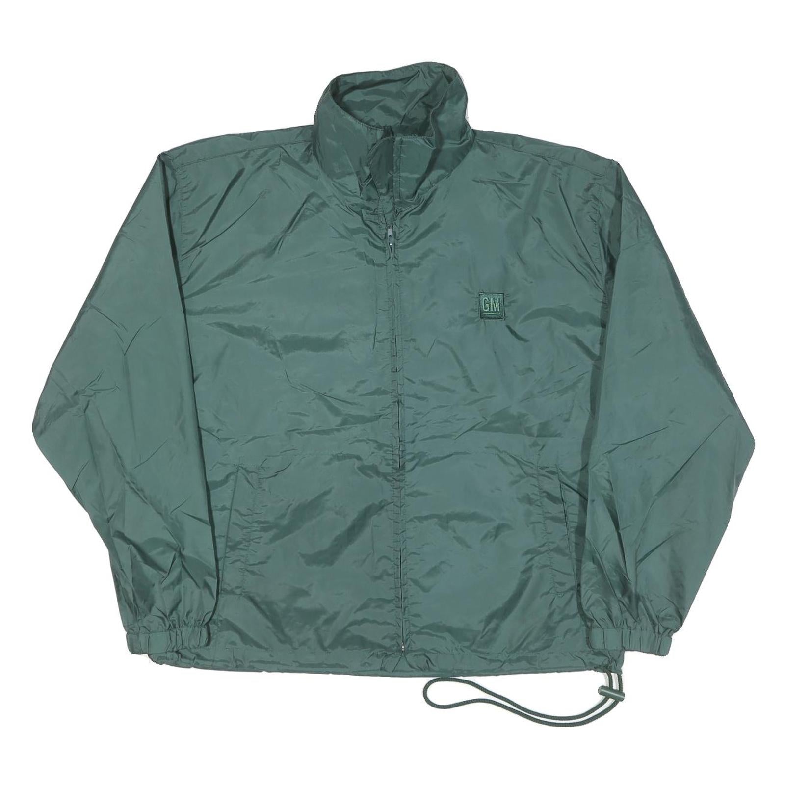 LAL Mens Green Nylon Jacket S Plain Zip Closure Lightweight Casual