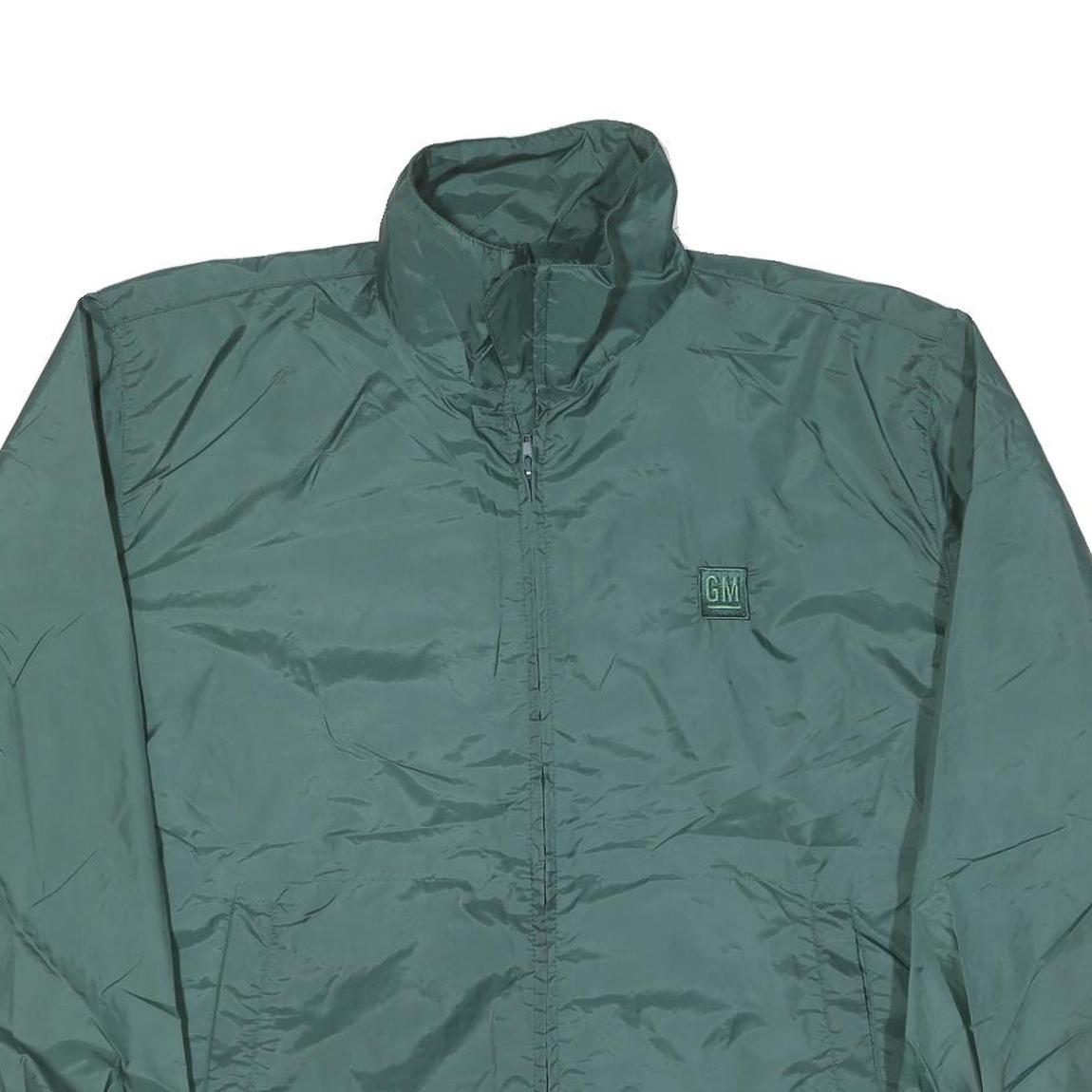 LAL Mens Green Nylon Jacket S Plain Zip Closure Lightweight Casual