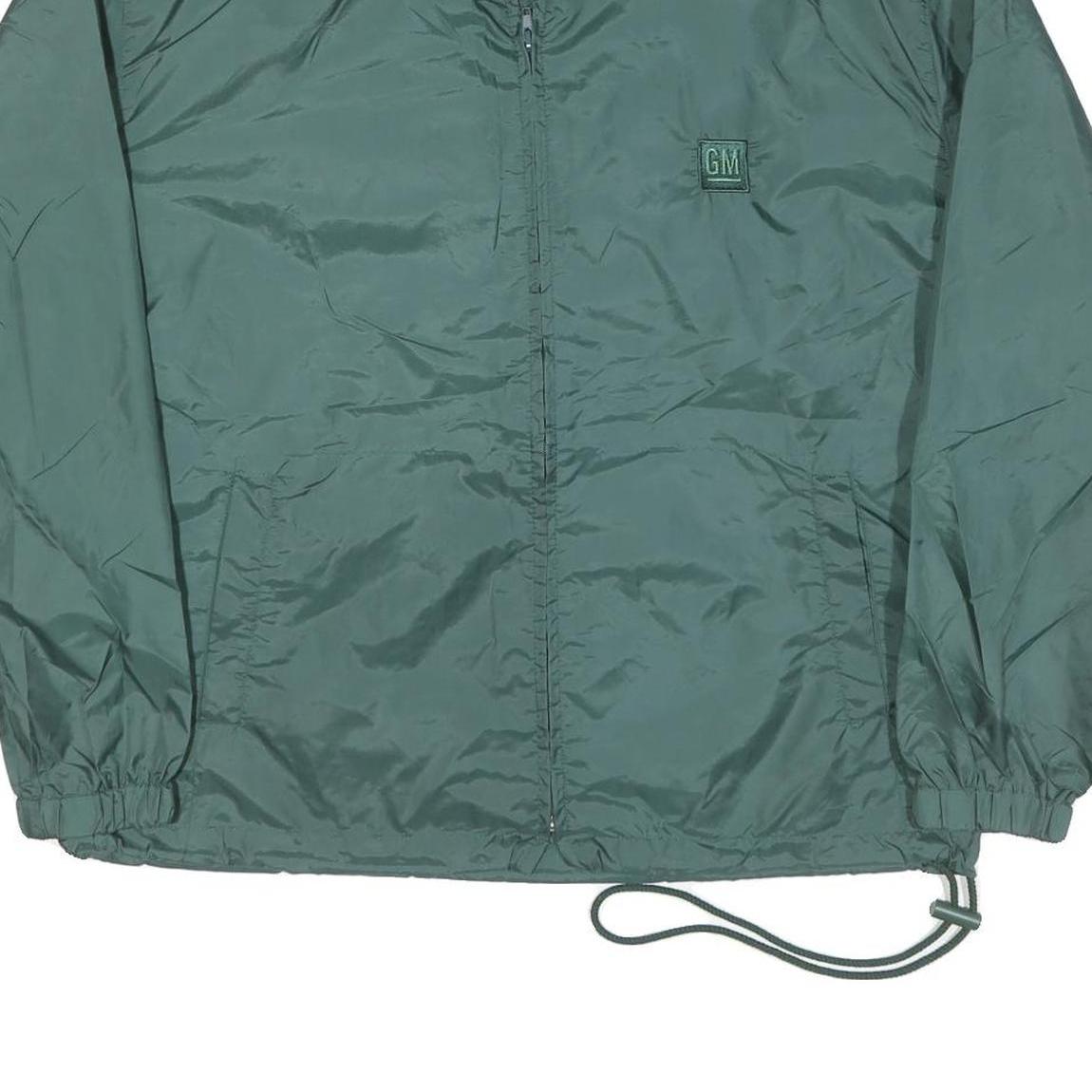 LAL Mens Green Nylon Jacket S Plain Zip Closure Lightweight Casual