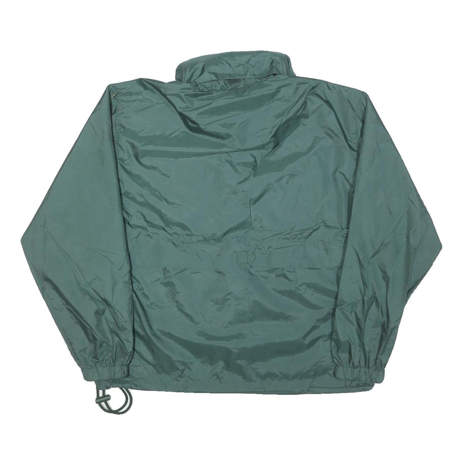 LAL Mens Green Nylon Jacket S Plain Zip Closure Lightweight Casual