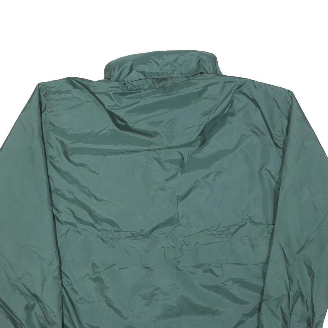 LAL Mens Green Nylon Jacket S Plain Zip Closure Lightweight Casual