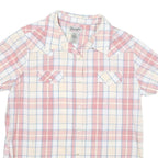 WRANGLER Womens Pink & Cream Check Shirt L Western Style Short Sleeve Summer Top