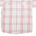 WRANGLER Womens Pink & Cream Check Shirt L Western Style Short Sleeve Summer Top