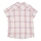 WRANGLER Womens Pink & Cream Check Shirt L Western Style Short Sleeve Summer Top