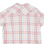 WRANGLER Womens Pink & Cream Check Shirt L Western Style Short Sleeve Summer Top