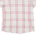 WRANGLER Womens Pink & Cream Check Shirt L Western Style Short Sleeve Summer Top
