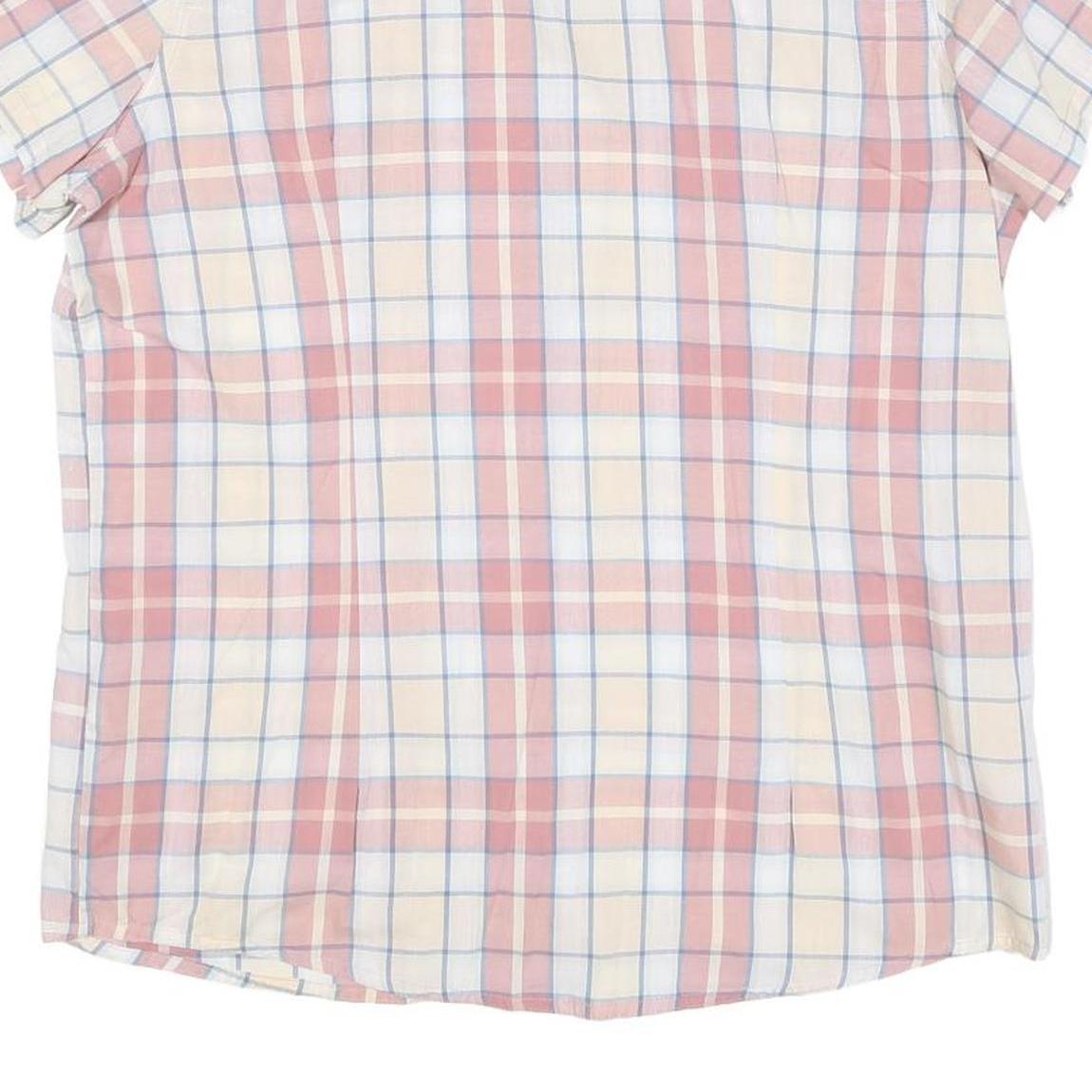 WRANGLER Womens Pink & Cream Check Shirt L Western Style Short Sleeve Summer Top