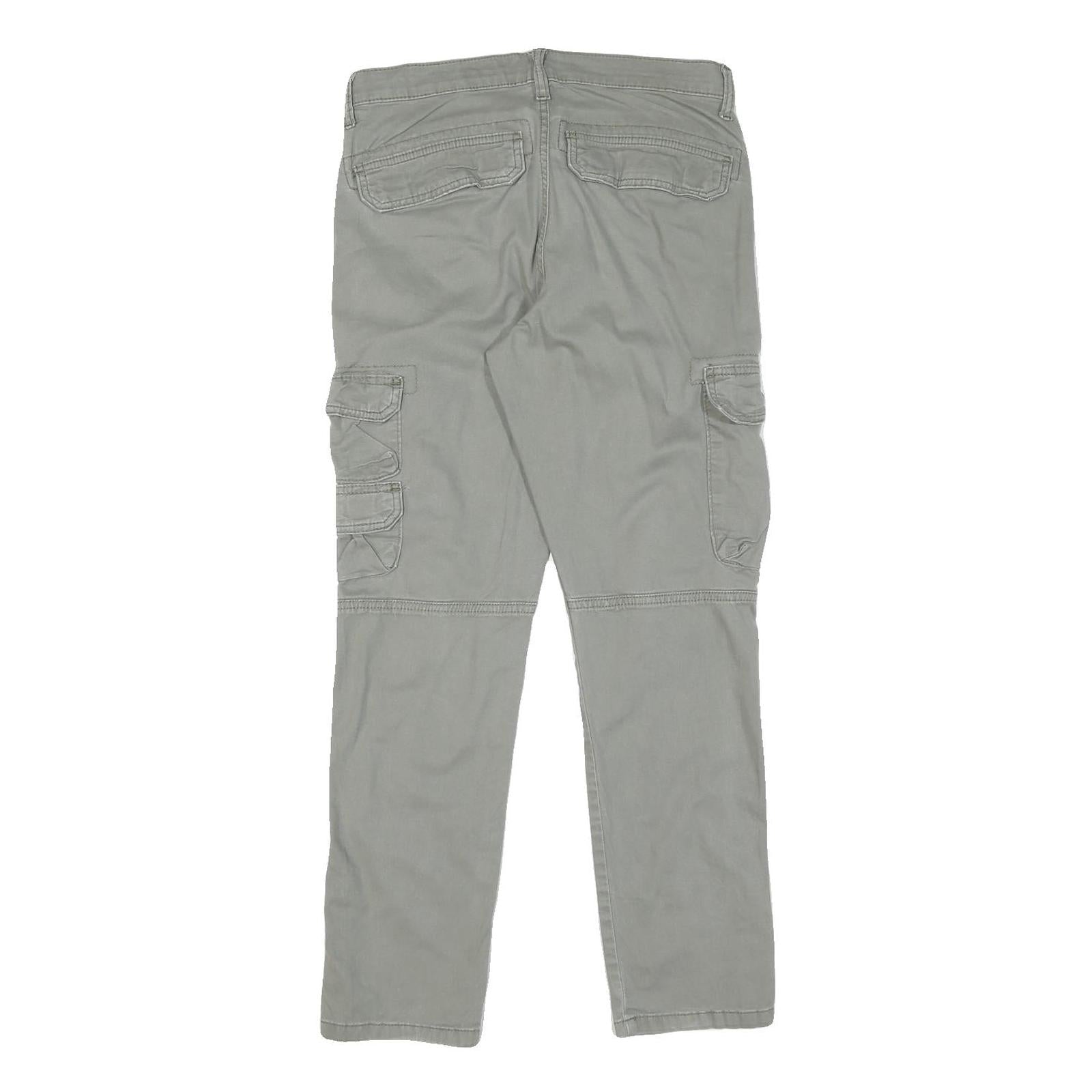 WRANGLER Mens Cotton Grey Slim Straight Trousers W29 L30 Casual Comfort Zip