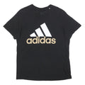 ADIDAS Mens Black Cotton Blend Logo Graphic T-Shirt L Crew Neck Short Sleeve