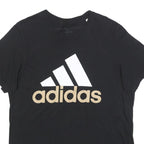 ADIDAS Mens Black Cotton Blend Logo Graphic T-Shirt L Crew Neck Short Sleeve