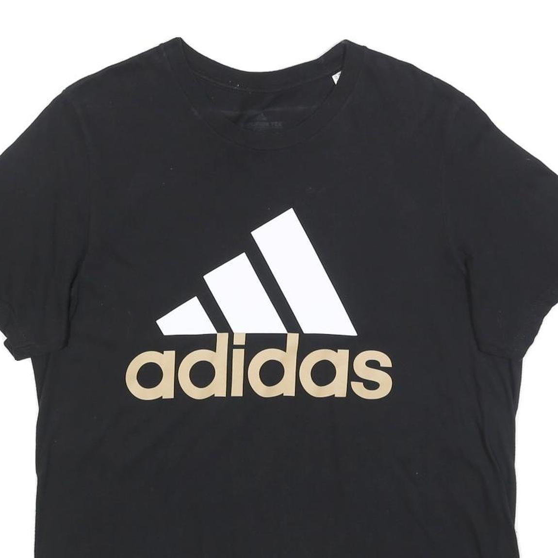 ADIDAS Mens Black Cotton Blend Logo Graphic T-Shirt L Crew Neck Short Sleeve