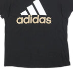 ADIDAS Mens Black Cotton Blend Logo Graphic T-Shirt L Crew Neck Short Sleeve