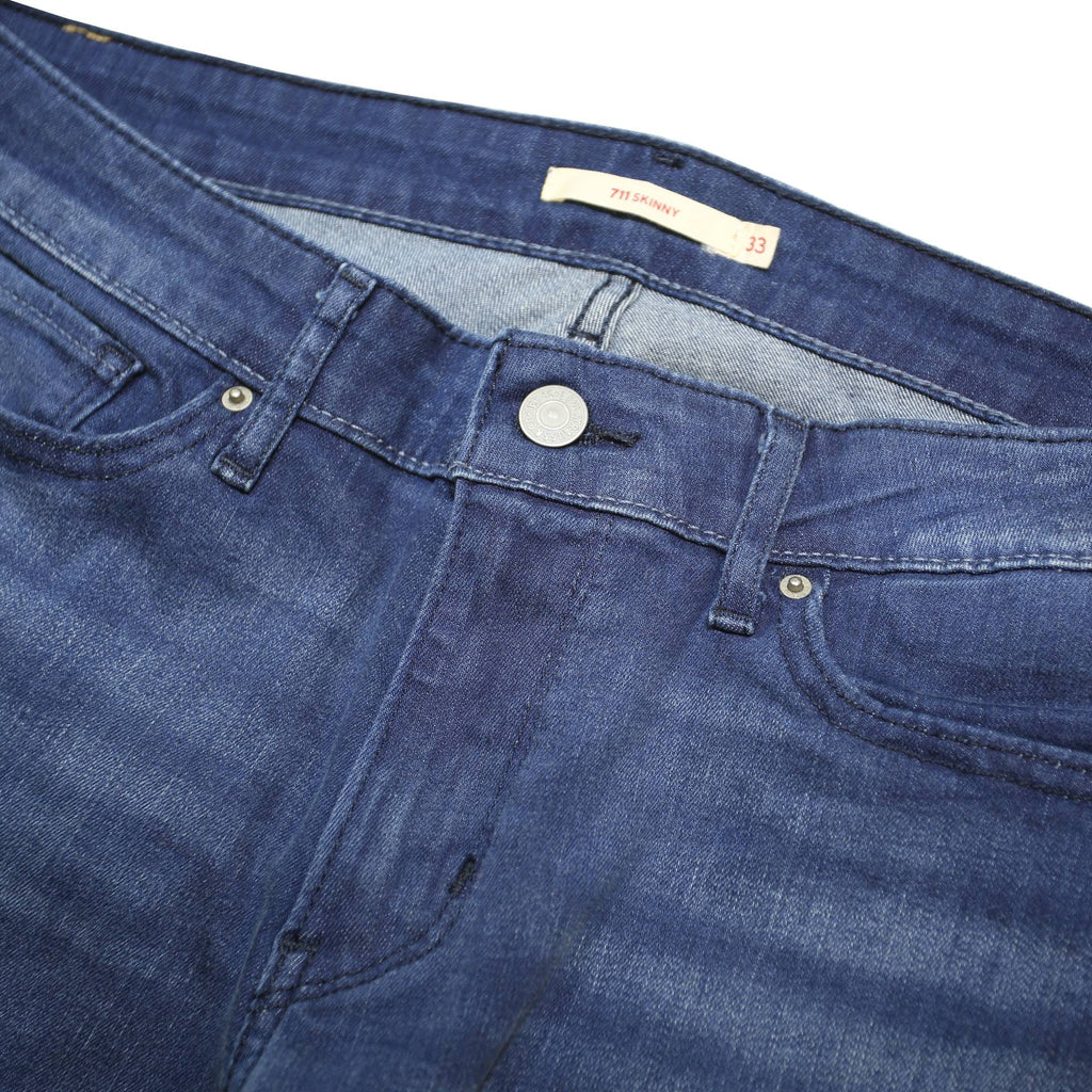 LEVI'S 711 Womens Jeans Blue Slim Skinny Denim Medium W33 L29 Zip Cotton Blend