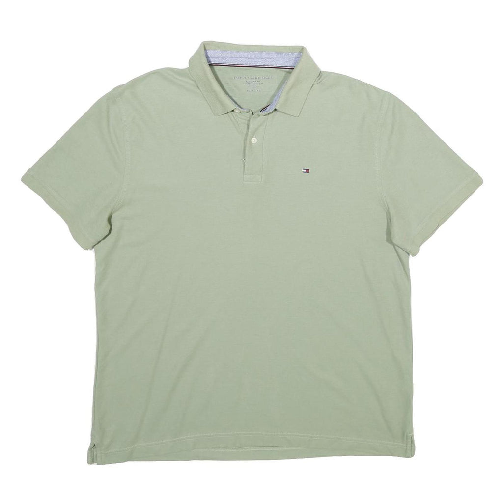 TOMMY HILFIGER Mens Light Green Polo Shirt XL Cotton Blend Short Sleeve Basic