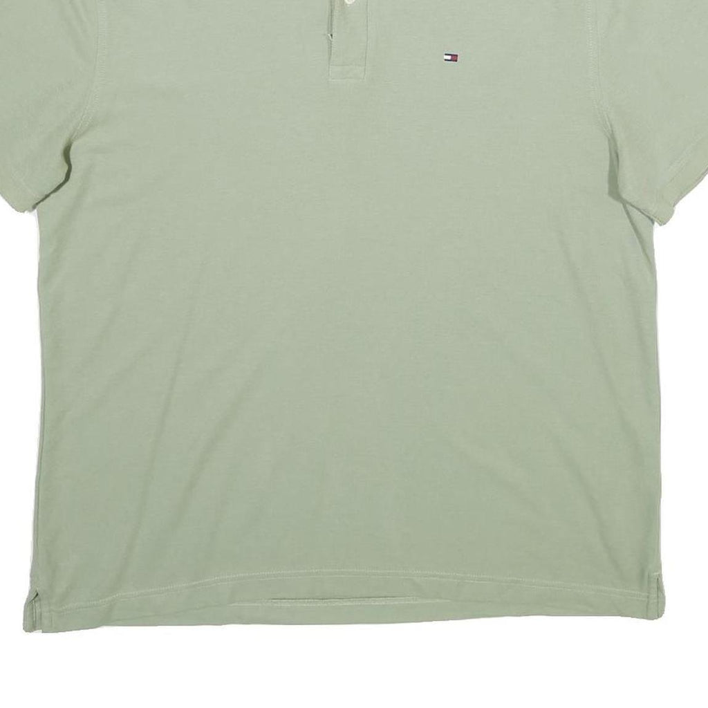 TOMMY HILFIGER Mens Light Green Polo Shirt XL Cotton Blend Short Sleeve Basic