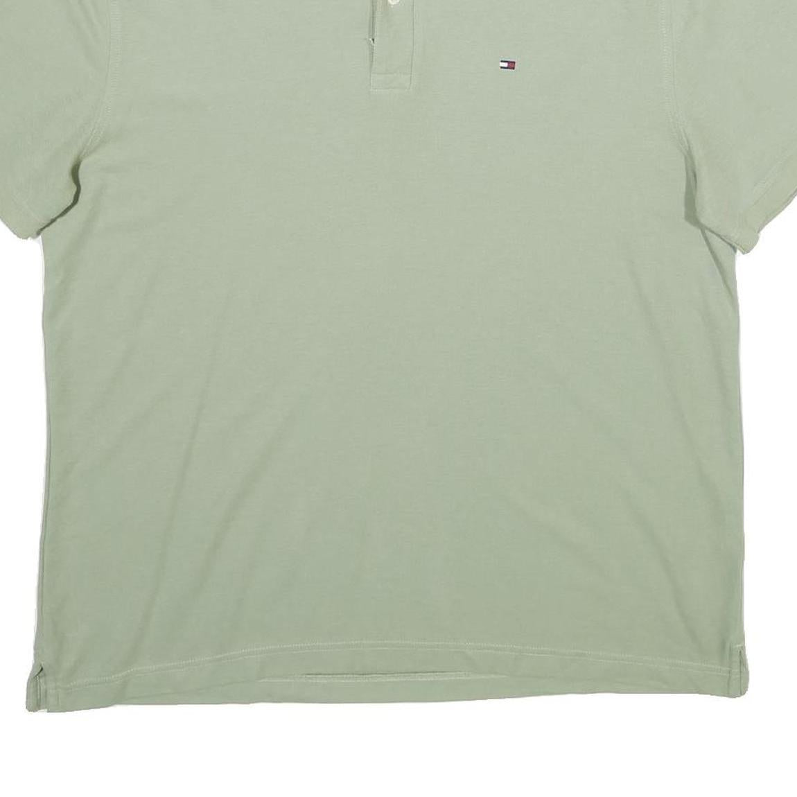 TOMMY HILFIGER Mens Light Green Polo Shirt XL Cotton Blend Short Sleeve Basic