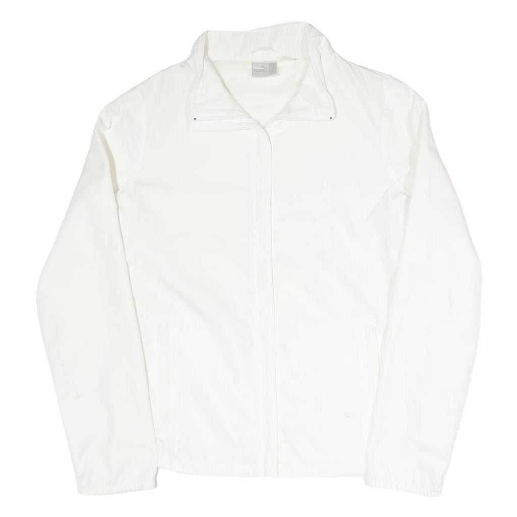 PUMA Womens White Jacket UK 10 Polyester Blend Plain Zip Lightweight Sportswear