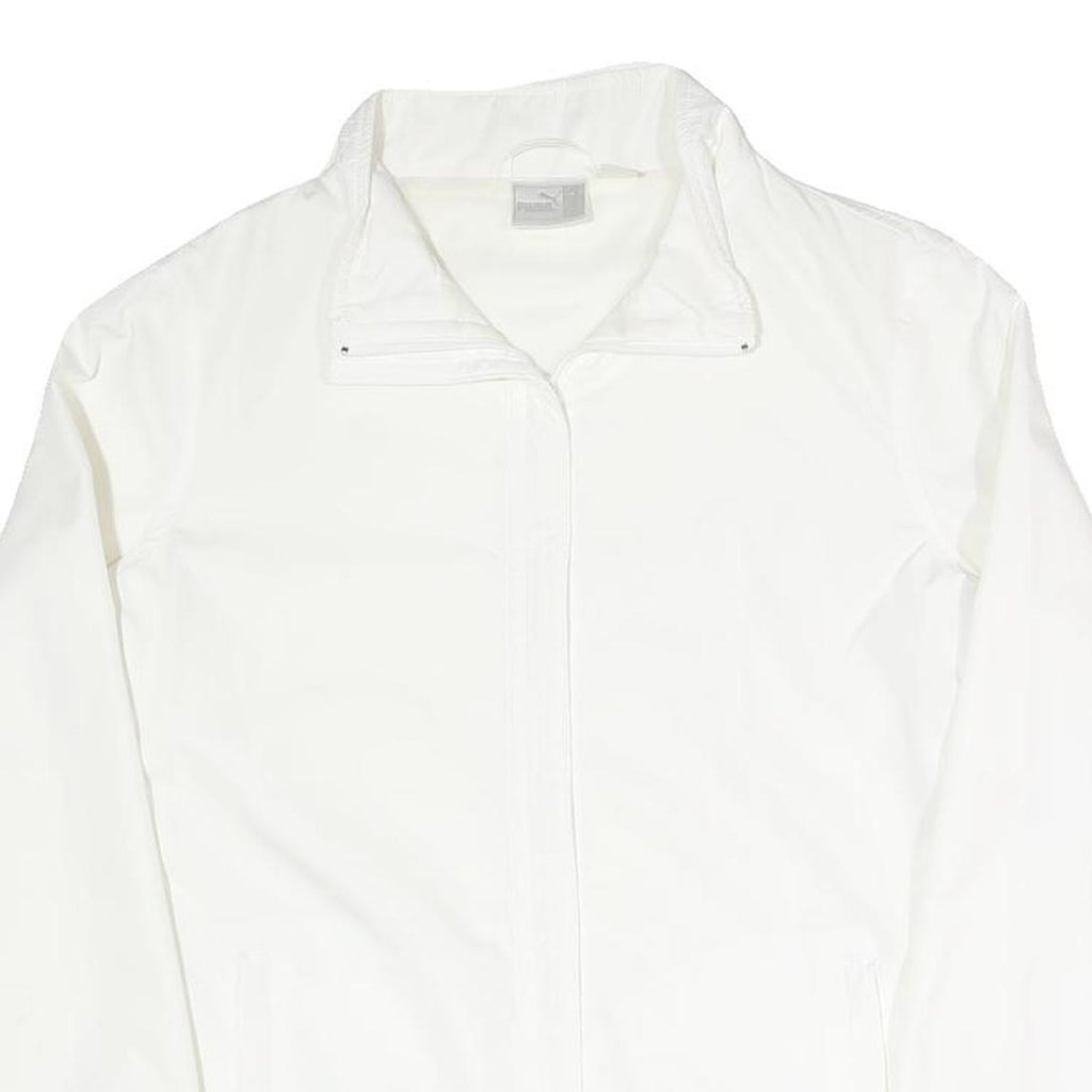 PUMA Womens White Jacket UK 10 Polyester Blend Plain Zip Lightweight Sportswear