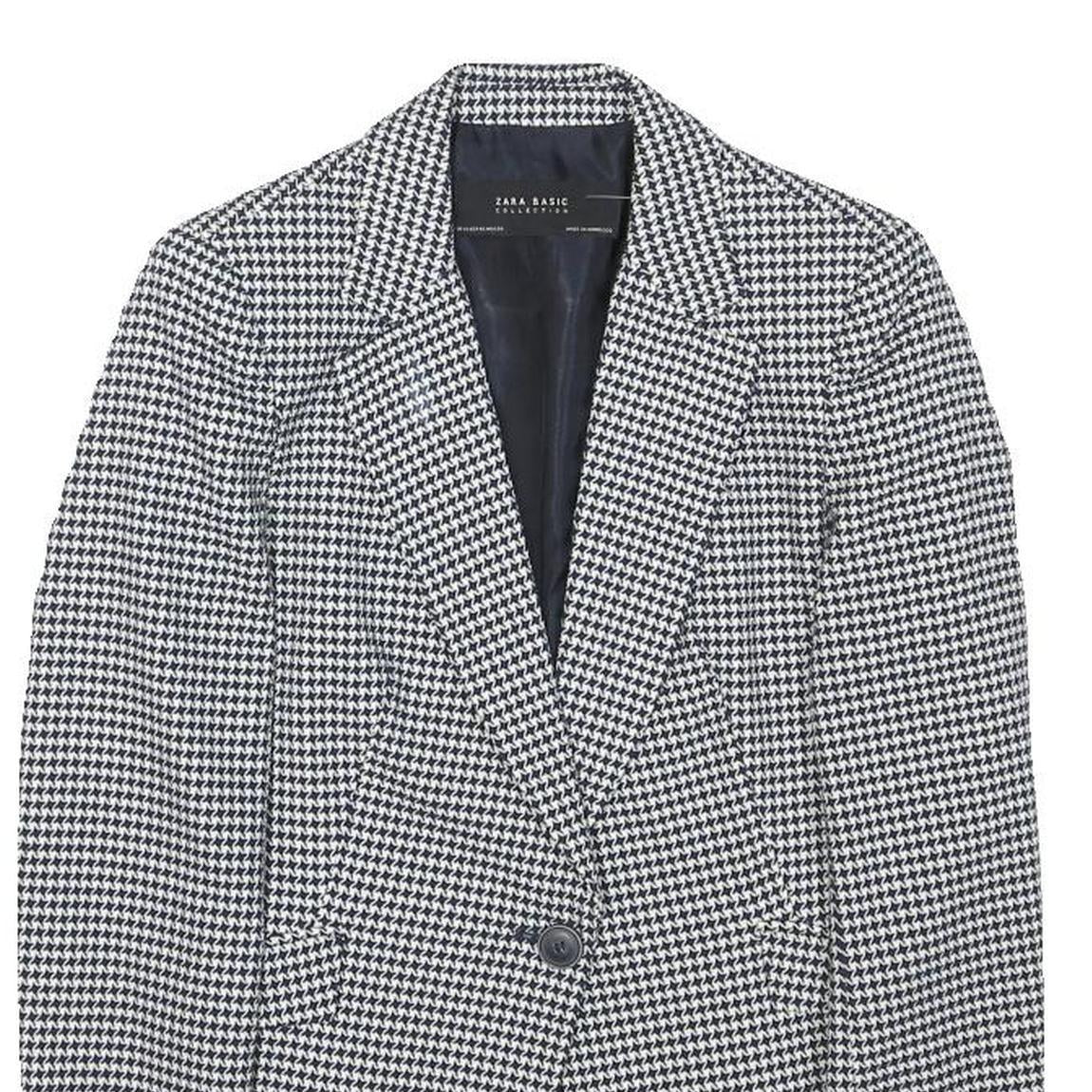 ZARA BASIC Womens Black & White Houndstooth Blazer Jacket XS Polyester Blend