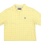 CHAPS Mens Yellow Checked Polo Shirt M Cotton Blend Classic Fit Casual