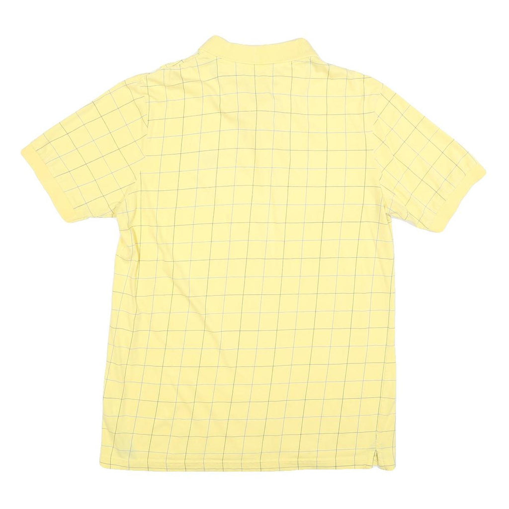 CHAPS Mens Yellow Checked Polo Shirt M Cotton Blend Classic Fit Casual