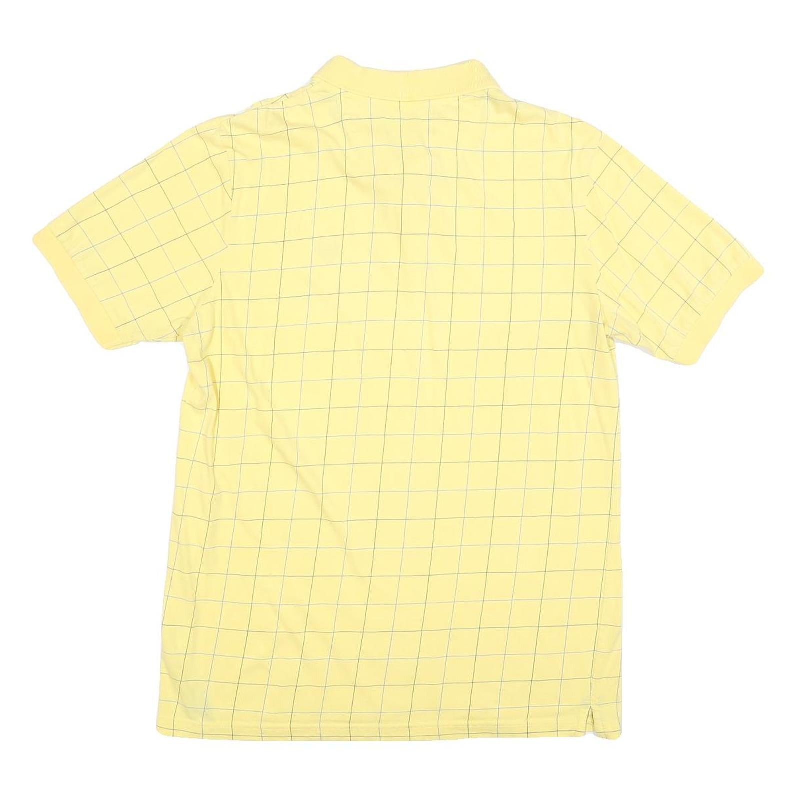 CHAPS Mens Yellow Checked Polo Shirt M Cotton Blend Classic Fit Casual