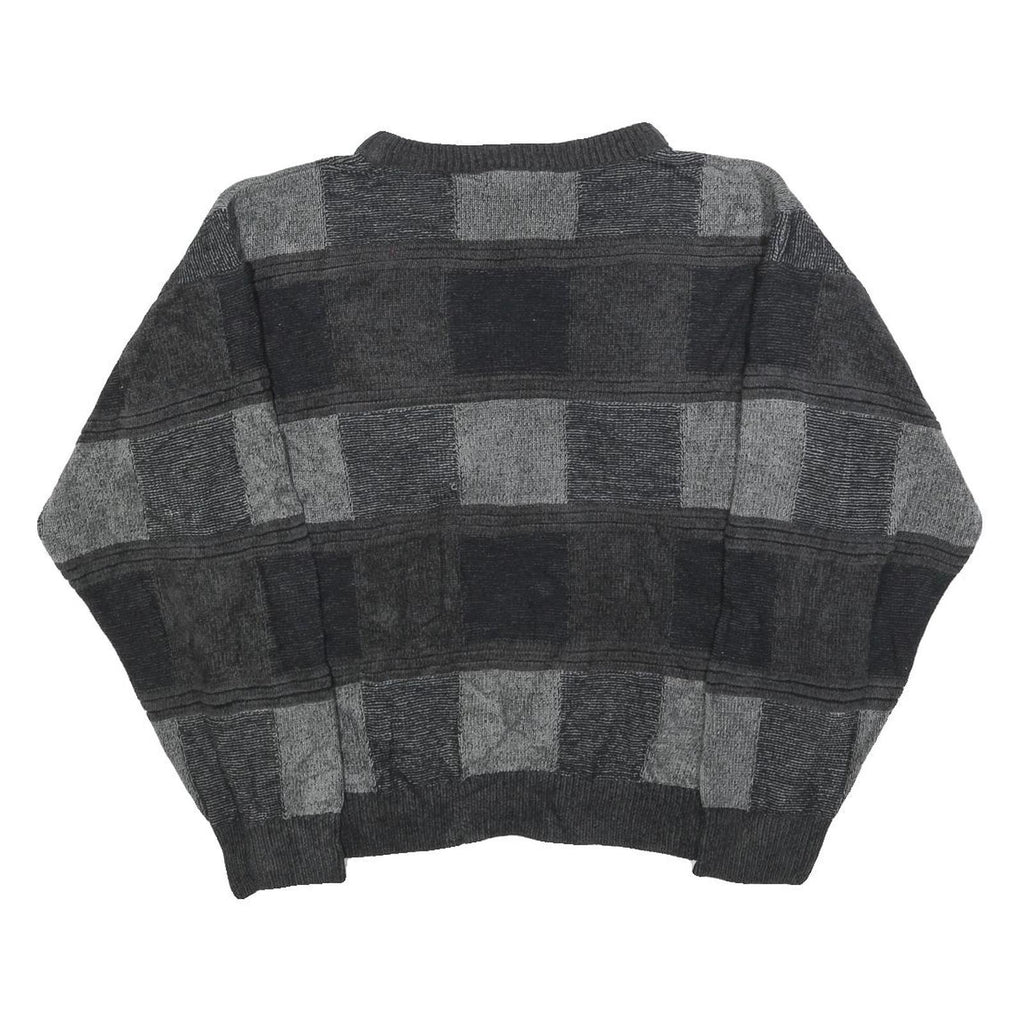 D'AVILA Womens Grey Patterned Jumper Crew Neck Basic Knit L Acrylic Casual