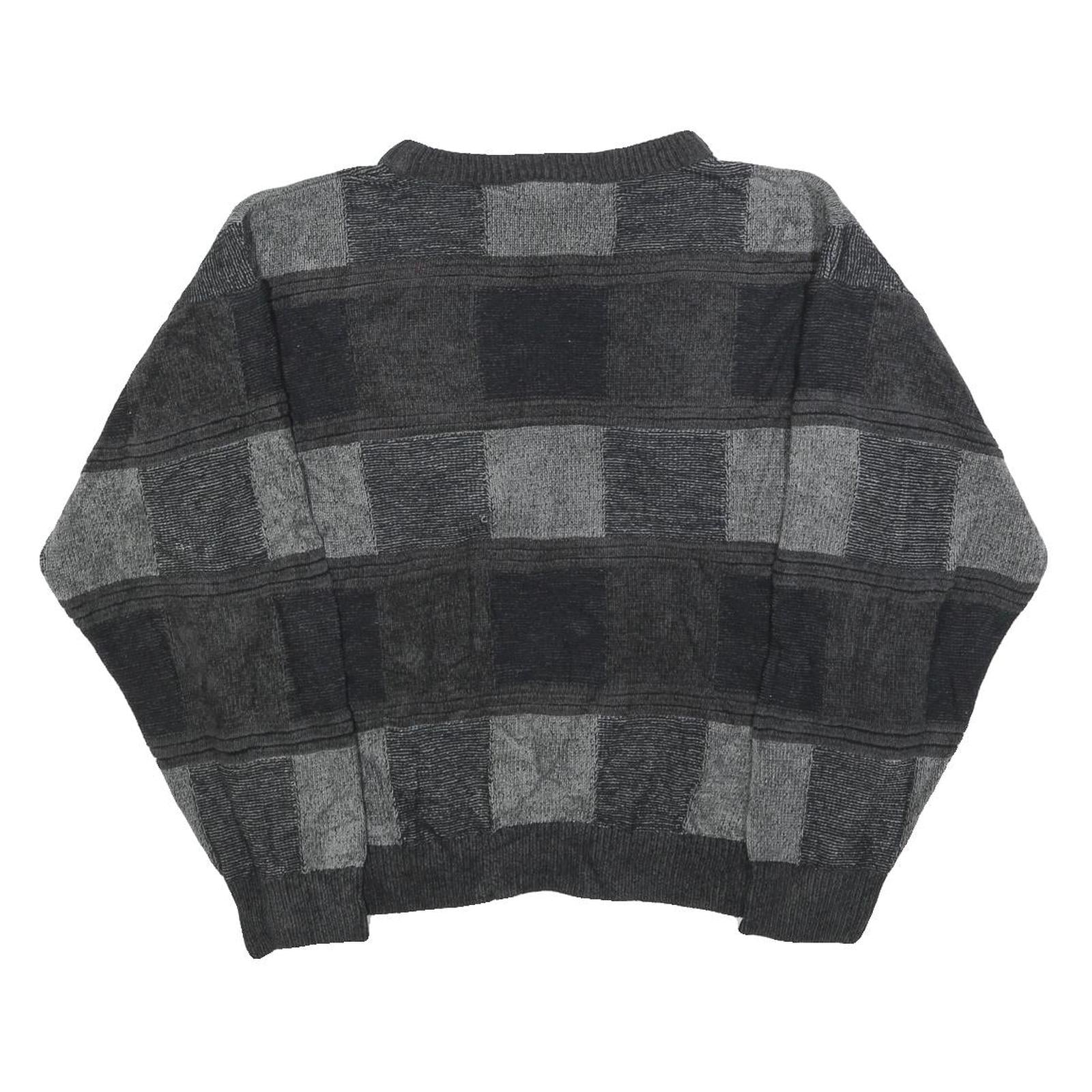 D'AVILA Womens Grey Patterned Jumper Crew Neck Basic Knit L Acrylic Casual