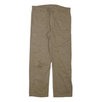 Mens Relaxed Fit Beige Cotton Blend Trousers W36 L31 Zip Closure Casual Workwear