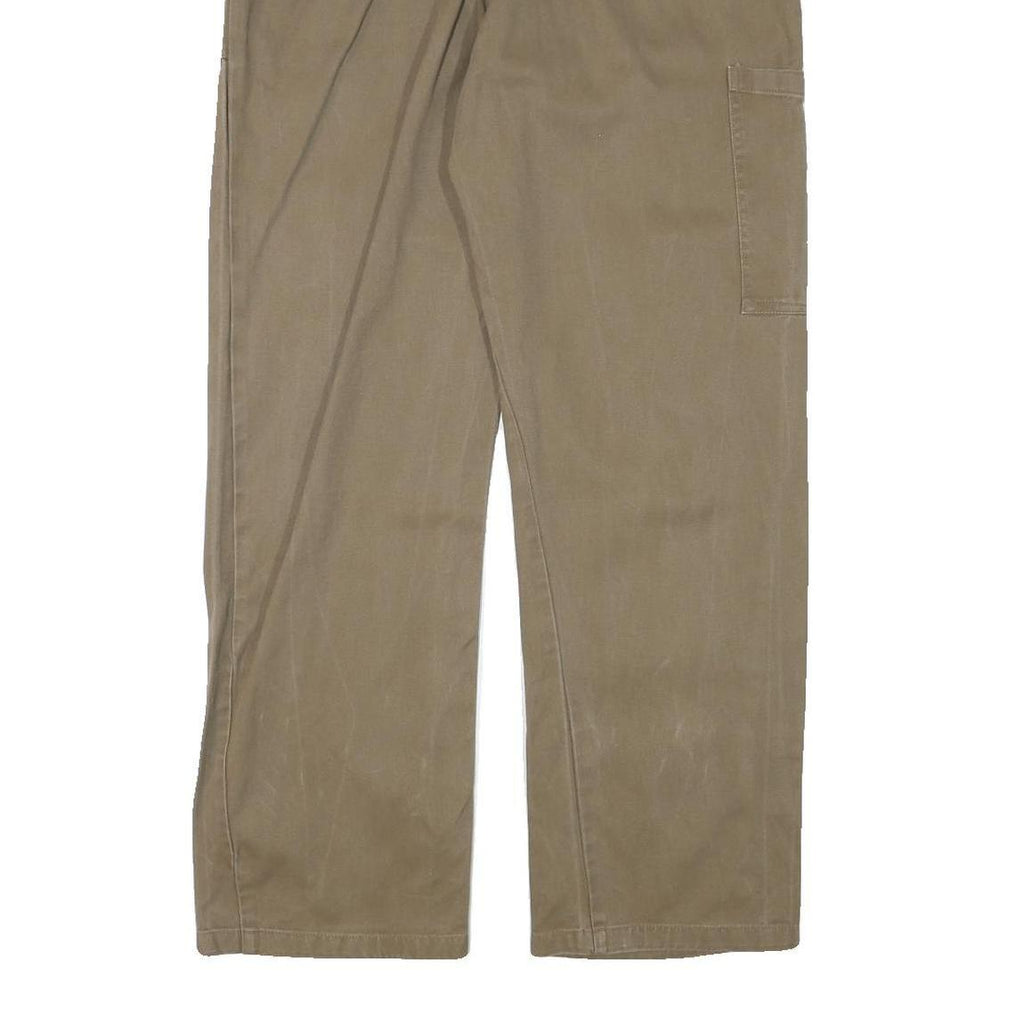 Mens Relaxed Fit Beige Cotton Blend Trousers W36 L31 Zip Closure Casual Workwear