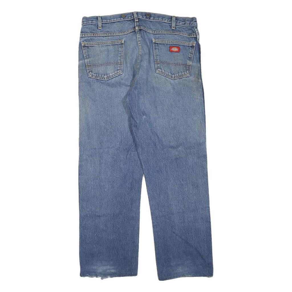 DICKIES Mens Regular Blue Denim Cotton Blend Jeans W38 L30 Zip Casual Workwear