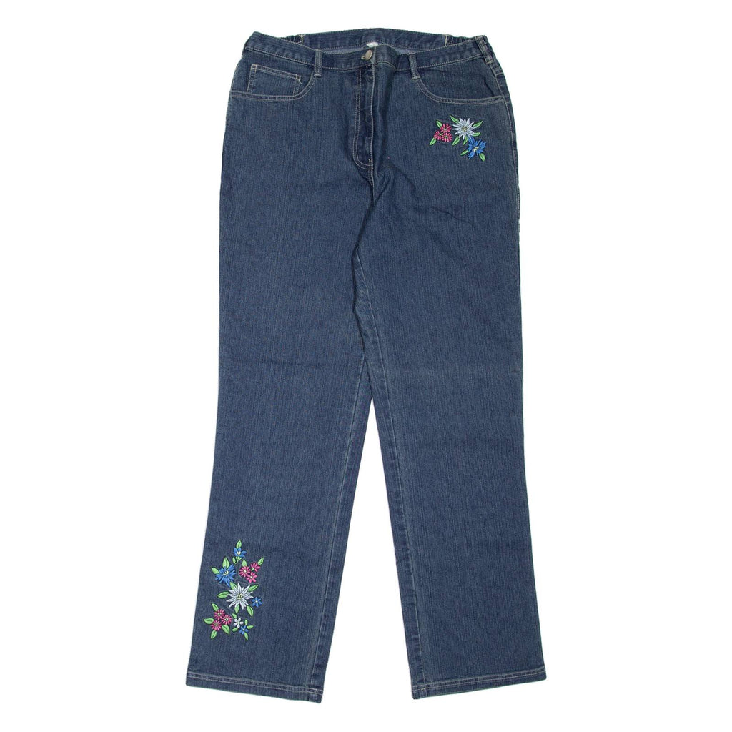 Floral Womens Jeans Blue Regular Skinny W33 L31