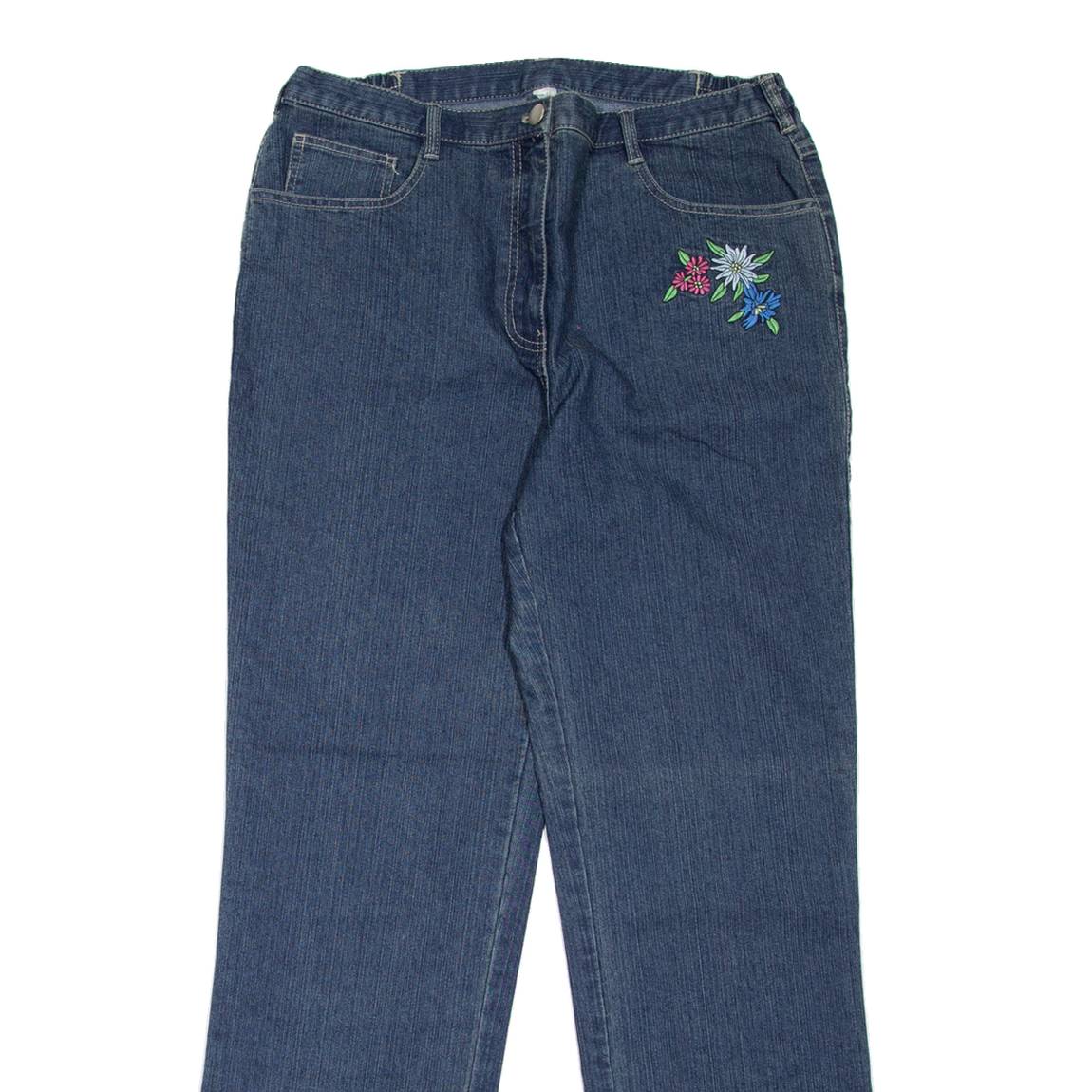 Floral Womens Jeans Blue Regular Skinny W33 L31