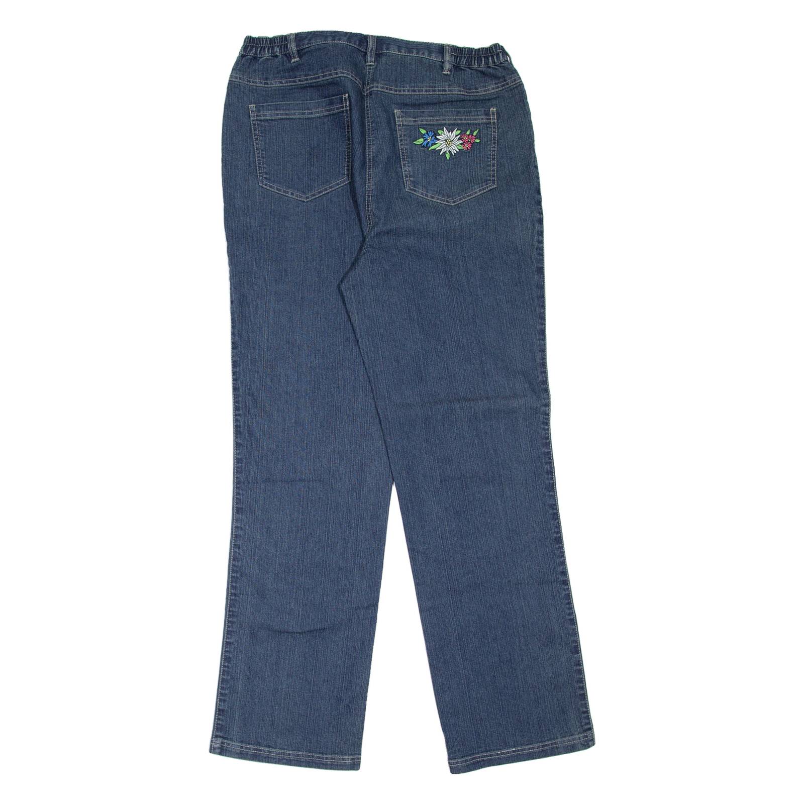 Floral Womens Jeans Blue Regular Skinny W33 L31