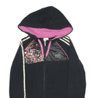 ADIDAS Womens Black & Pink Zip Hoodie UK 12 Cotton Blend Sport Casual