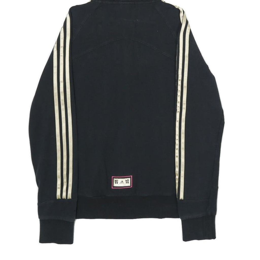ADIDAS Womens Black & Pink Zip Hoodie UK 12 Cotton Blend Sport Casual