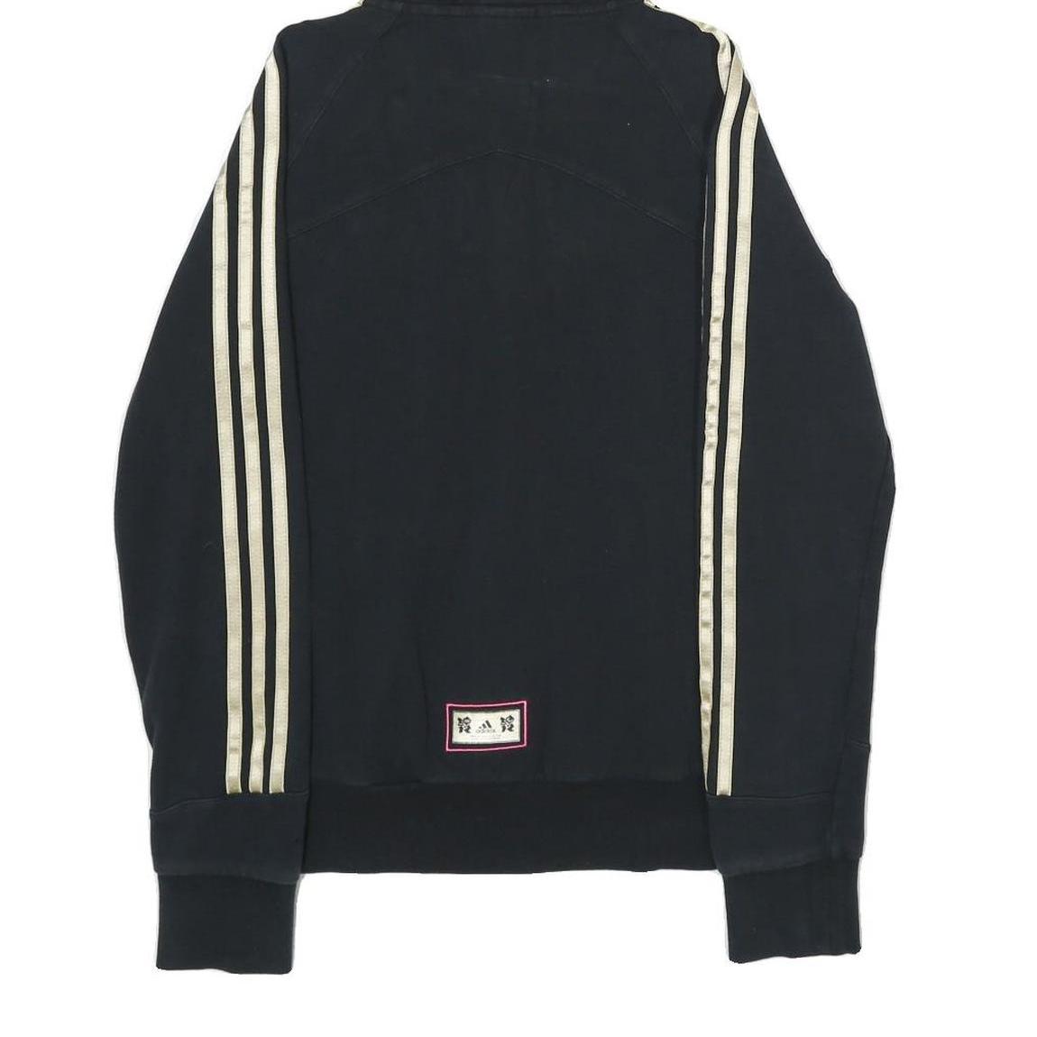 ADIDAS Womens Black & Pink Zip Hoodie UK 12 Cotton Blend Sport Casual