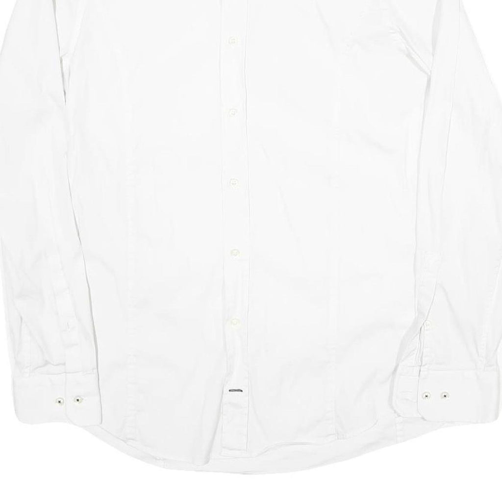 JOOP Mens White Plain Shirt S Classic Cotton Blend Button Collar Long Sleeve