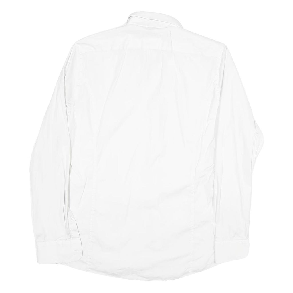 JOOP Mens White Plain Shirt S Classic Cotton Blend Button Collar Long Sleeve