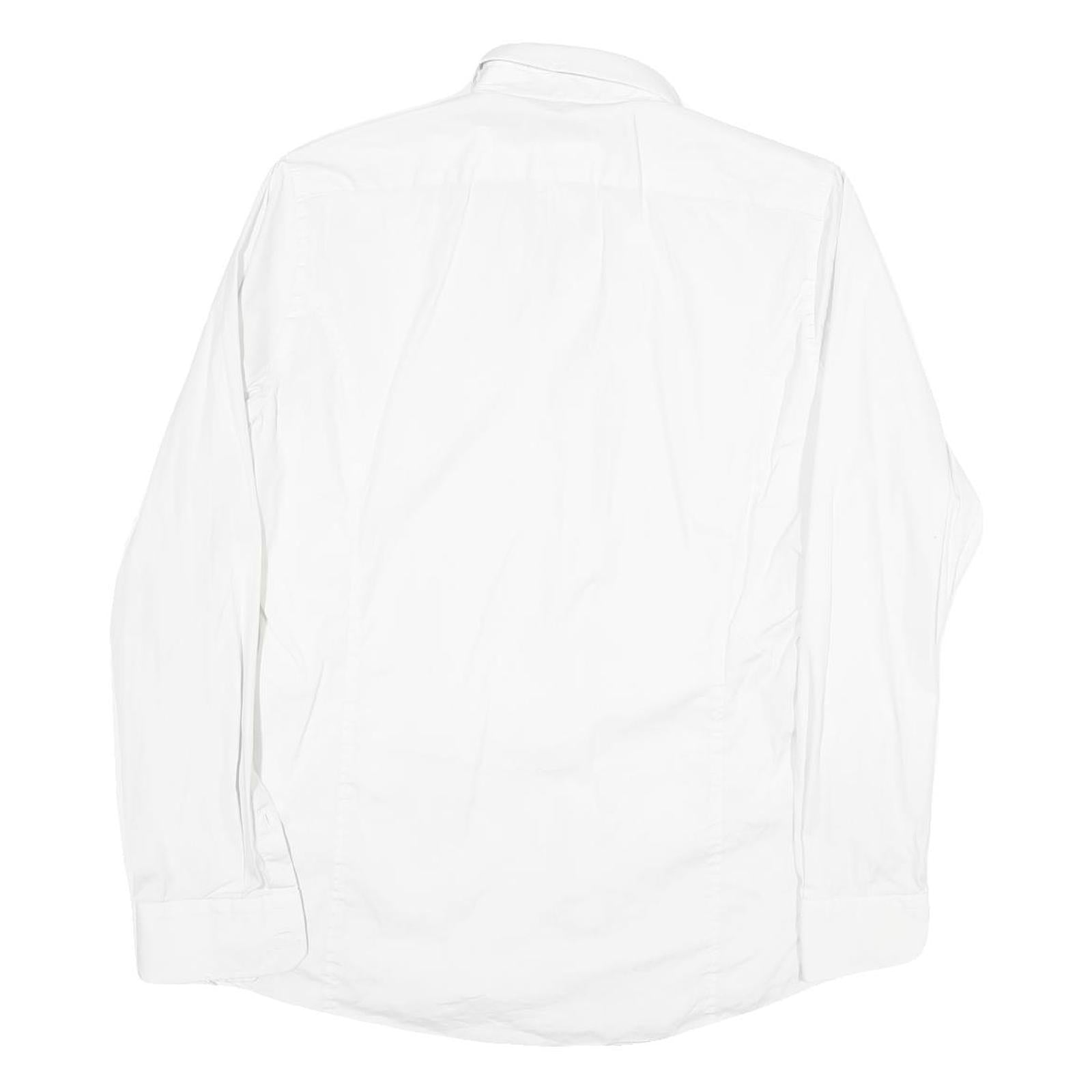 JOOP Mens White Plain Shirt S Classic Cotton Blend Button Collar Long Sleeve